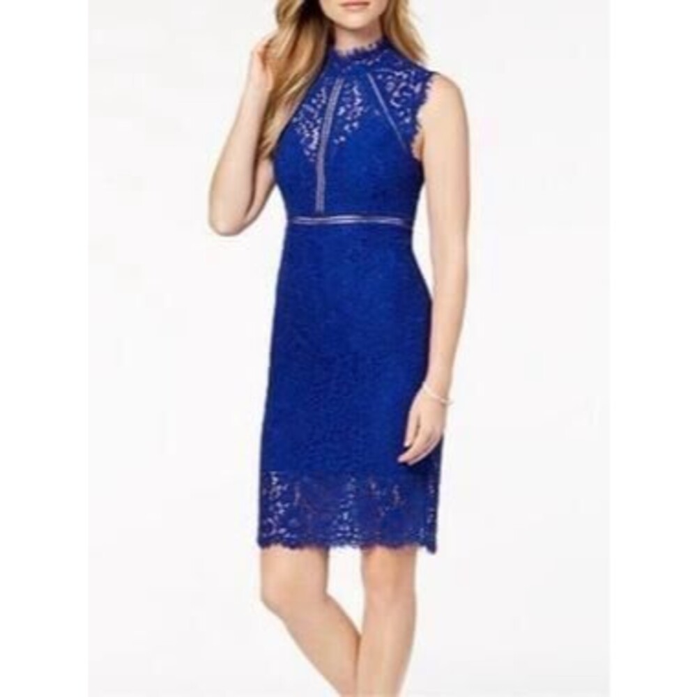 Bardot Women's LACE Panel Dress, Cobalt, women’s xs